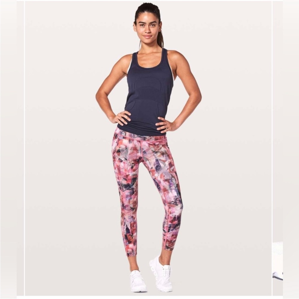 Lululemon Fast & Free 7/8 Tights II Nulux Sun Dazed Muliti Pink Leggings
